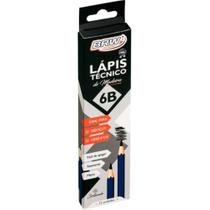 Lápis Preto Técnico Madeira 6b Preto Esc/Extra Macio 12unid - Brw