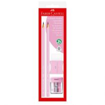 Lápis preto tom pastel Rosa SM/1205PASTELAPR com 2 lápis 1 borracha e 1 apontador - Faber-Castell Lápis preto tom pastel Rosa SM/1205PASTELAPR com 2 lápis 1 borracha e 1 apontador - Faber-Castell
