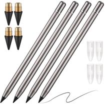 Lápis sem tinta Outus, lápis metálico de alumínio com borracha, 4 unidades Lápis sem tinta Outus, lápis metálico de alumínio com borracha, 4 unidades