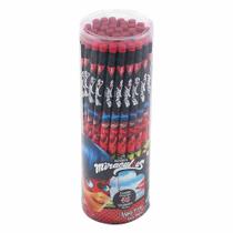 Lápis Tris Preto HB Miraculous Redondo com Borracha Caixa com 48 Unidades