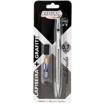 Lapiseira 0.7mm Metalizada Prata com Grafite - Brw