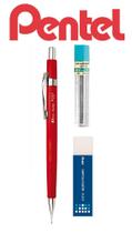 Lapiseira Tecnica Pentel 0,7mm P-207 Sharp Vermelho + Itens Lapiseira Tecnica Pentel 0,7mm P-207 Sharp Vermelho + Itens