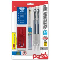 Lápiz Automático Pentel GraphGear 500 0.7mm Paquete de 2 con Minas