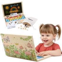 Laptop de aprendizagem de madeira Montessori BEKIOLE 30cm Floral
