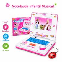 Laptop Infantil Rosa Notebook de Brinquedo com Mouse Som Luz Música Criança Menina 3 Anos Laptop Infantil Rosa Notebook de Brinquedo com Mouse Som Luz Música Criança Menina 3 Anos