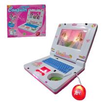 Laptop Notebook De Brinquedo Infantil Rosa E Roxo À Pilha
