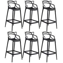 Laraz Home Decor, Conjunto Kit 6 Banquetas Alta Allegra 76 cm - Preto