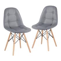 Laraz Home Decor, Kit 2 Cadeiras Charles Eames Eiffe Botonê - Cinza Escuro e Madeira Clara Laraz Home Decor, Kit 2 Cadeiras Charles Eames Eiffe Botonê - Cinza Escuro e Madeira Clara