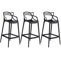Laraz Home Decor, Kit 3 Banquetas Alta Allegra Design 76 cm - Preto Laraz Home Decor, Kit 3 Banquetas Alta Allegra Design 76 cm - Preto