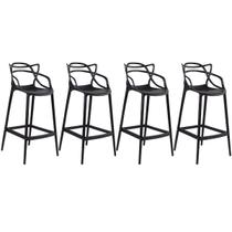 Laraz Home Decor, Kit 4 Banquetas Alta Allegra 76 cm Polipropileno - Preto Laraz Home Decor, Kit 4 Banquetas Alta Allegra 76 cm Polipropileno - Preto