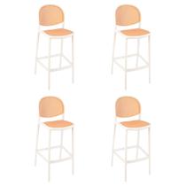 Laraz Home Decor, Kit 4 Banquetas Jantar Cozinha Cafeteria Mumbai Tela Palha Plástico - Branco Laraz Home Decor, Kit 4 Banquetas Jantar Cozinha Cafeteria Mumbai Tela Palha Plástico - Branco