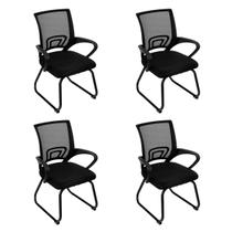 Laraz Home Decor, Kit 4 Cadeiras Office TOK Base Fixa, Preto Laraz Home Decor, Kit 4 Cadeiras Office TOK Base Fixa, Preto