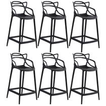 Laraz Home Decor, Kit 6 Banquetas Allegra Média 66 cm - Preto