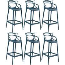Laraz Home Decor, Kit 6 Banquetas Altas Masters Allegra 76 cm - Azul petróleo Laraz Home Decor, Kit 6 Banquetas Altas Masters Allegra 76 cm - Azul petróleo