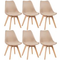 Laraz Home Decor, Kit 6 Cadeiras Leda com Assento Estofado - Nude Laraz Home Decor, Kit 6 Cadeiras Leda com Assento Estofado - Nude