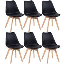 Laraz Home Decor, Kit 6 Cadeiras Leda com Assento Estofado - Preto