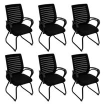 Laraz Home Decor, Kit 6 Cadeiras Office Escritório Base Fixa Viena, Preto Laraz Home Decor, Kit 6 Cadeiras Office Escritório Base Fixa Viena, Preto
