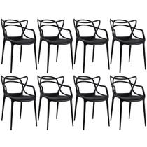 Laraz Home Decor, Kit 8 Cadeiras Allegra Polipropileno - Preto