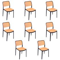 Laraz Home Decor, Kit 8 Cadeiras de Jantar e Cozinha Maya de Telinha, Preto