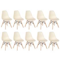 Laraz, Kit 10 cadeiras Charles Eames Eiffel DSW com pés de madeira clara