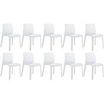 Laraz, Kit 10x Cadeiras Gruvyer, Polipropileno, Jantar, Cozinha, Sala de Estar e Lazer - Branco