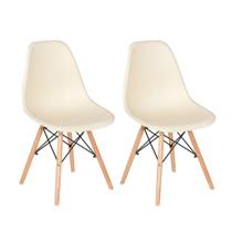 Laraz, Kit 2 cadeiras Charles Eames Eiffel DSW com pés de madeira clara
