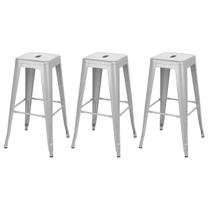 Laraz, Kit 3 banquetas altas Iron Tolix 76 cm Prata bancada cozinha bar Laraz, Kit 3 banquetas altas Iron Tolix 76 cm Prata bancada cozinha bar