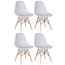 Laraz, Kit 4 cadeiras Charles Eames Eiffel DSW com pés de madeira clara Laraz, Kit 4 cadeiras Charles Eames Eiffel DSW com pés de madeira clara