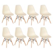 Laraz, Kit 8 cadeiras Charles Eames Eiffel DSW com pés de madeira clara Laraz, Kit 8 cadeiras Charles Eames Eiffel DSW com pés de madeira clara