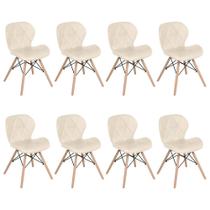 Laraz, Kit 8 cadeiras estofadas Charles Eames Eiffel Slim Wood confort