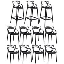 Laraz, KIT - 8 x cadeiras + 3 x banquetas altas Masters Allegra - Preto Laraz, KIT - 8 x cadeiras + 3 x banquetas altas Masters Allegra - Preto