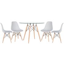 Laraz, Kit - Mesa de vidro Eames 100 cm + 4 cadeiras Eiffel Dsw cinza claro Laraz, Kit - Mesa de vidro Eames 100 cm + 4 cadeiras Eiffel Dsw cinza claro