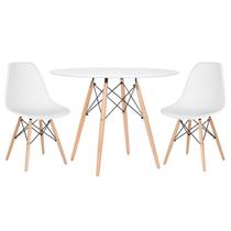 Laraz, Kit - Mesa redonda Eames 100 cm branco + 2 cadeiras Eiffel Dsw Branco Laraz, Kit - Mesa redonda Eames 100 cm branco + 2 cadeiras Eiffel Dsw Branco