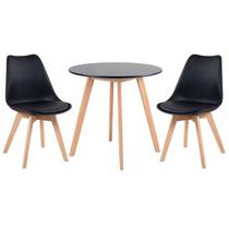 Laraz, Mesa de jantar redonda 70 cm preto + 2 cadeiras Leda preto Laraz, Mesa de jantar redonda 70 cm preto + 2 cadeiras Leda preto