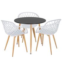 Laraz, Mesa de jantar redonda 80 cm preto + 3 cadeiras Clarice Nest Branco Laraz, Mesa de jantar redonda 80 cm preto + 3 cadeiras Clarice Nest Branco