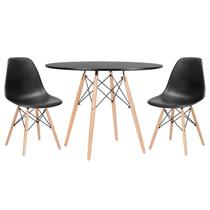 Laraz, Mesa redonda Eames 100 cm preto + 2 cadeiras Eiffel DSW Preto