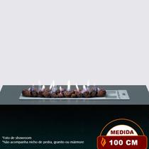 Lareira a Gás Bella - 100cm - Aço Carbono Cinza - Fogo & Art