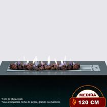 Lareira a Gás Bella - 120cm - Aço Carbono Cinza - Fogo & Art