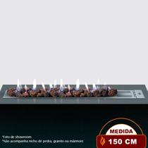 Lareira a Gás Bella - 150cm - Aço Carbono Cinza - Fogo & Art