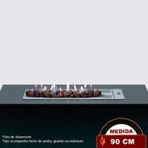 Lareira a Gás Bella - 90cm - Aço Carbono Cinza - Fogo & Art Lareira a Gás Bella - 90cm - Aço Carbono Cinza - Fogo & Art