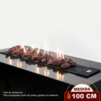 Lareira a Gás Clássica Luna de 100 cm - C/ Pedras Vulcânicas - Fogo & Art Lareira a Gás Clássica Luna de 100 cm - C/ Pedras Vulcânicas - Fogo & Art