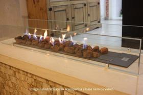 Lareira a gás Fogo e Art Luna de 100cm GN Gás Natural com pedras vulcânicas Lareira a gás Fogo e Art Luna de 100cm GN Gás Natural com pedras vulcânicas