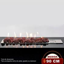 Lareira a Gás Império 90cm - Aço Inox - Fogo & Art Lareira a Gás Império 90cm - Aço Inox - Fogo & Art