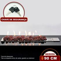 Lareira a Gás Império 90cm - Aço Inox - Fogo & Art Lareira a Gás Império 90cm - Aço Inox - Fogo & Art