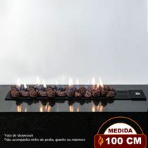 Lareira a Gás Luna 100cm Aço Carbono Preto Fogo & Art