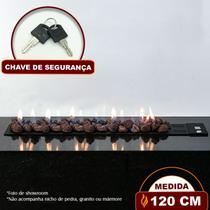 Lareira a Gás Luna 120cm Aço Carbono Preto Fogo & Art
