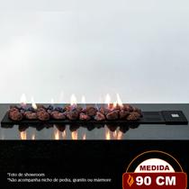 Lareira a Gás Luna 90cm Aço Carbono Preto Fogo & Art Lareira a Gás Luna 90cm Aço Carbono Preto Fogo & Art