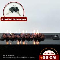 Lareira a Gás Luna 90cm Aço Carbono Preto Fogo & Art Lareira a Gás Luna 90cm Aço Carbono Preto Fogo & Art