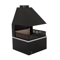 Lareira De Meio Grande Com Kit Instalação Preto Fornos Pinhal Com Canos