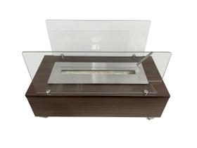 Lareira Ecológica 60 cm Carvalho Inox Etanol Álcool Rodízios OL 600